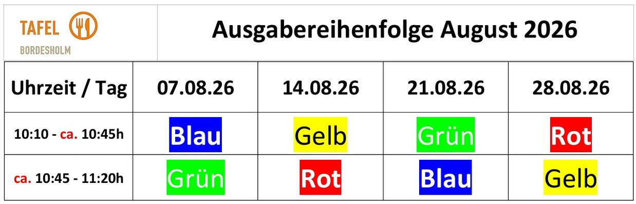 Farbfolge August 2026